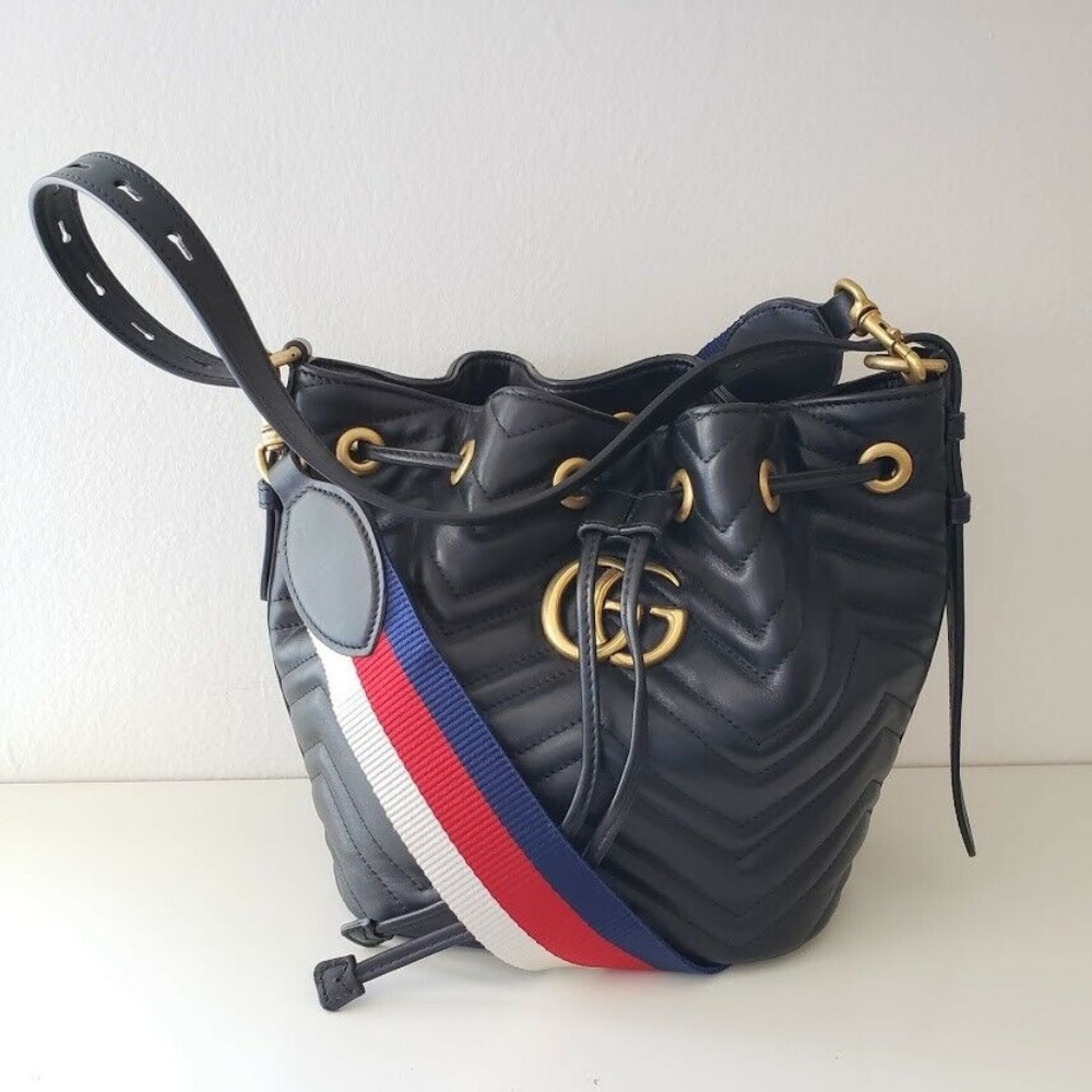 Gucci Marmont 2.0 Matelassé Bucket Bag - Black - Picture 1 of 8
